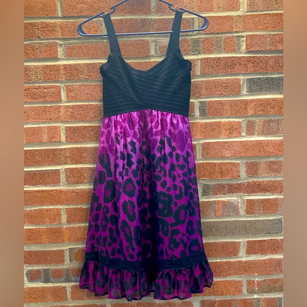 Bebe dress, black and purple size small.